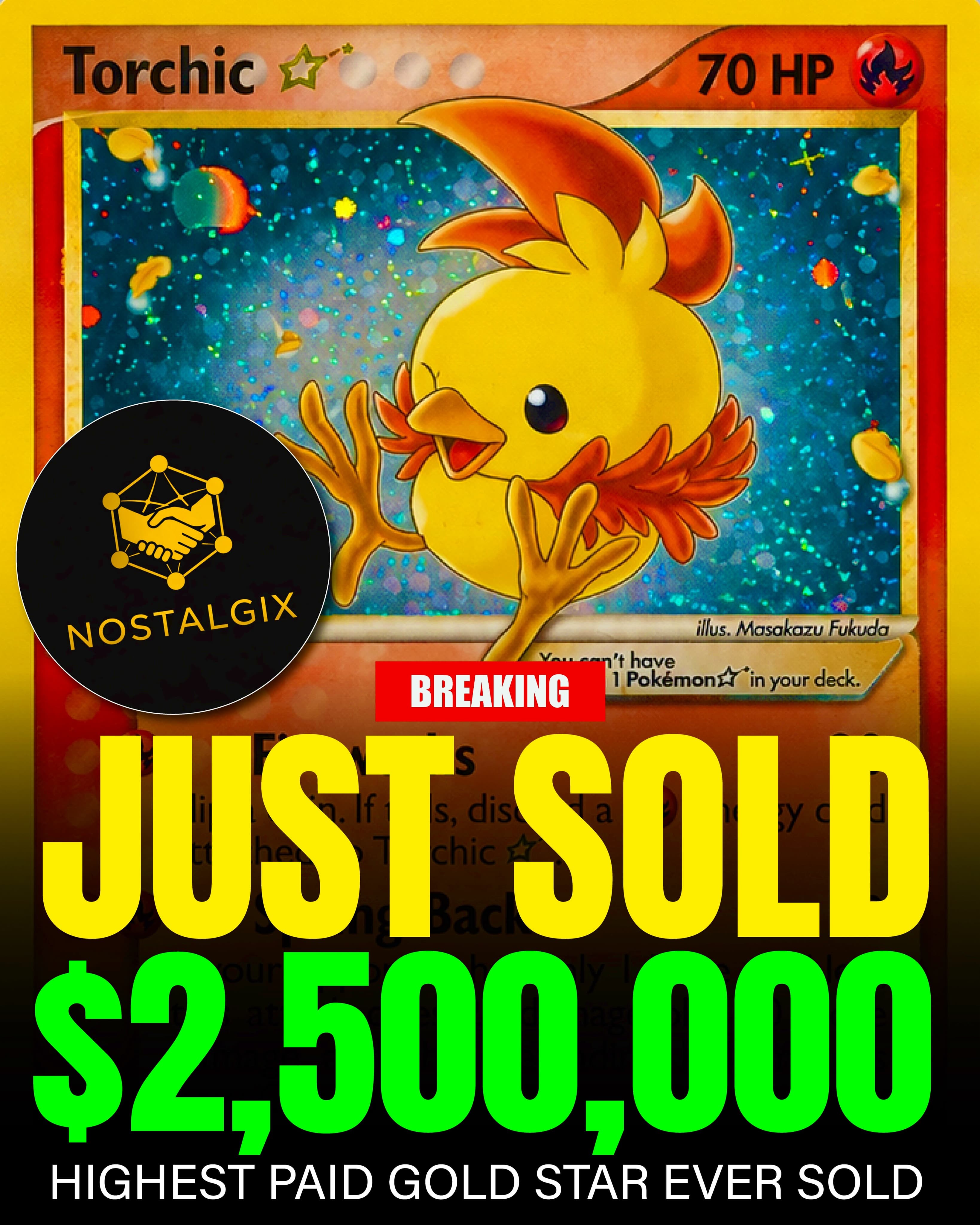 Nostalgix Brokers $2.5M Private Sale of PSA 10 Gold Star Torchic